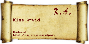 Kiss Arvid névjegykártya